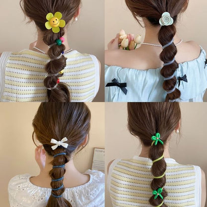 Floral / Ribbon / Bead Coil Hair Tie (Various Designs)