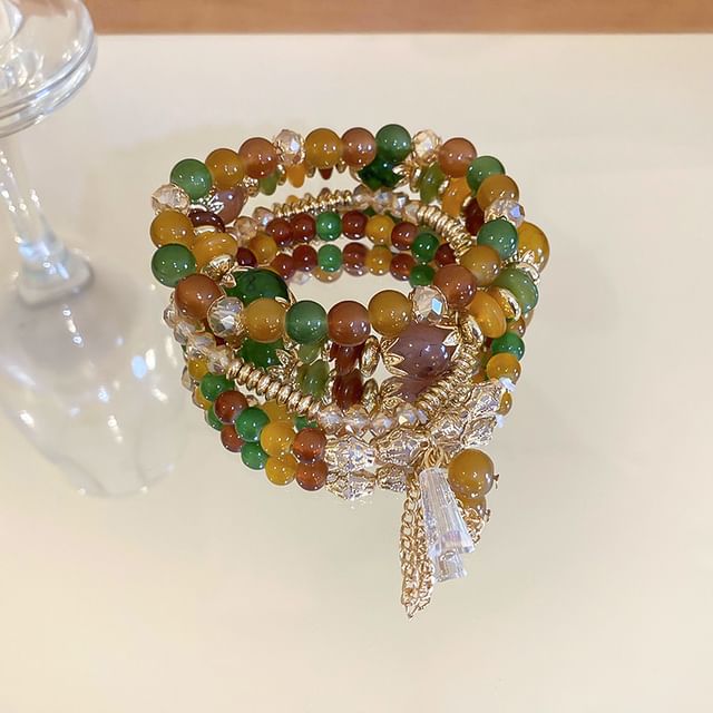 Tassel / Faux Gemstone / Wooden Bead Bracelet / Set (Various Designs)