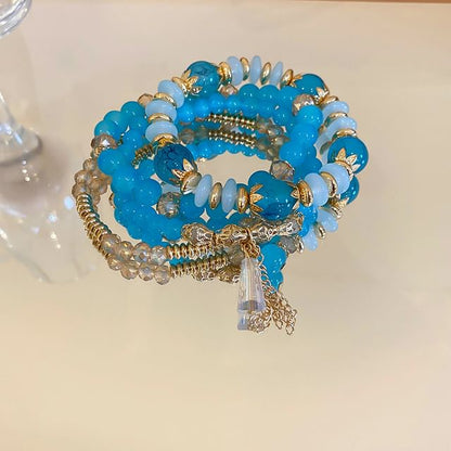 Tassel / Faux Gemstone / Wooden Bead Bracelet / Set (Various Designs)