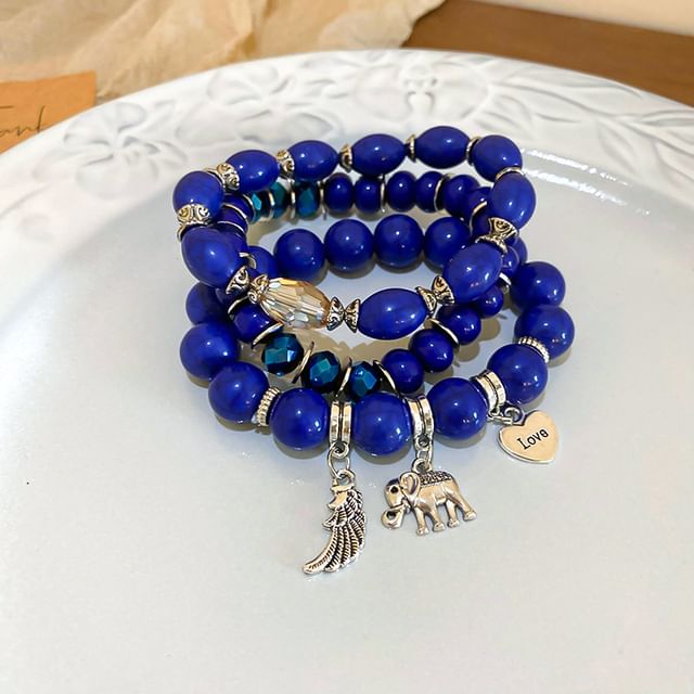 Tassel / Faux Gemstone / Wooden Bead Bracelet / Set (Various Designs)