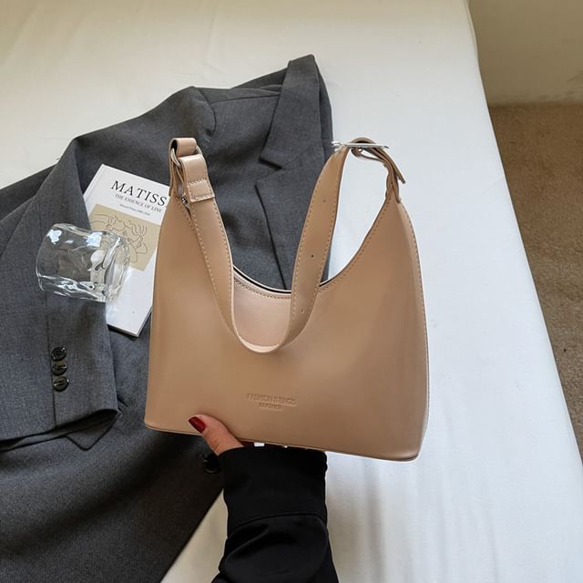 Faux Leather Lettering Shoulder Bag