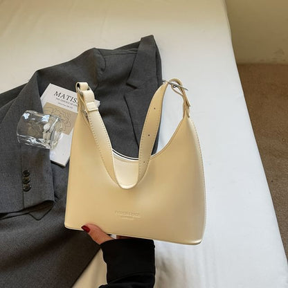 Faux Leather Lettering Shoulder Bag