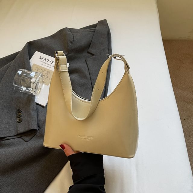 Faux Leather Lettering Shoulder Bag