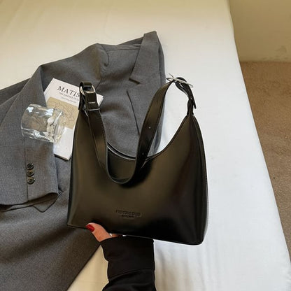 Faux Leather Lettering Shoulder Bag