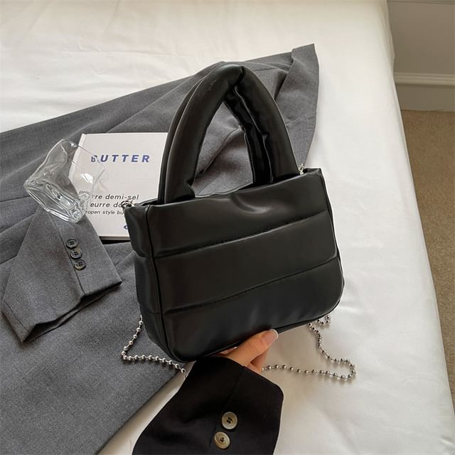 Plain Top Handle Bucket Bag