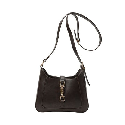 Faux Leather Buckled Crossbody Bag