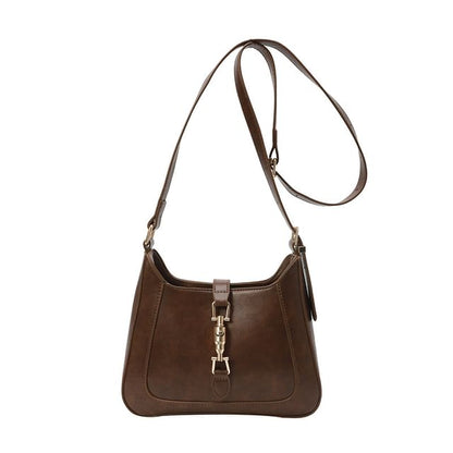 Faux Leather Buckled Crossbody Bag