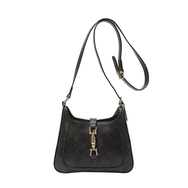 Faux Leather Buckled Crossbody Bag