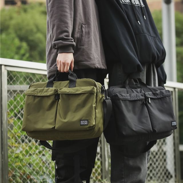 Multi-Pocket Nylon Crossbody Bag