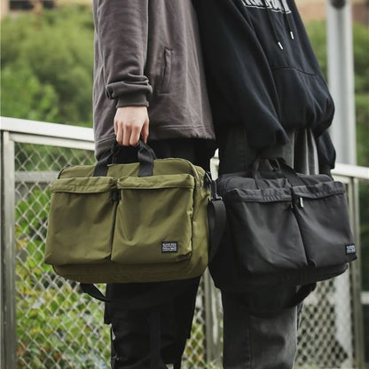 Multi-Pocket Nylon Crossbody Bag