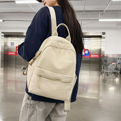 Set: Plain Nylon Laptop Backpack + Bag Charm
