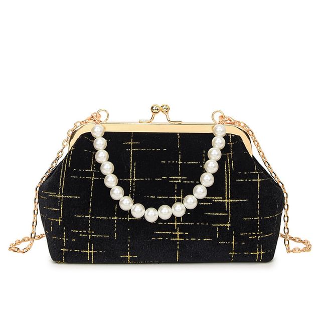 Chain Strap Kiss Lock Velvet Crossbody Bag