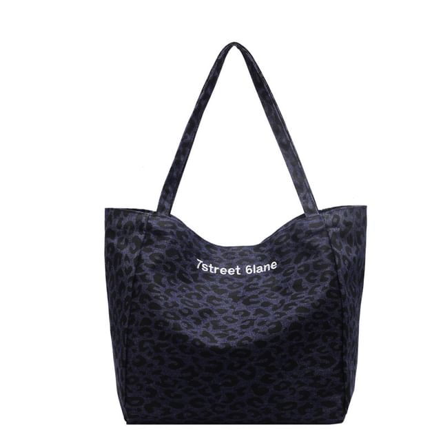 Leopard Print Denim Tote Bag