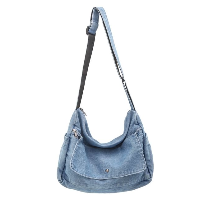 Sac bandoulière en denim délavé