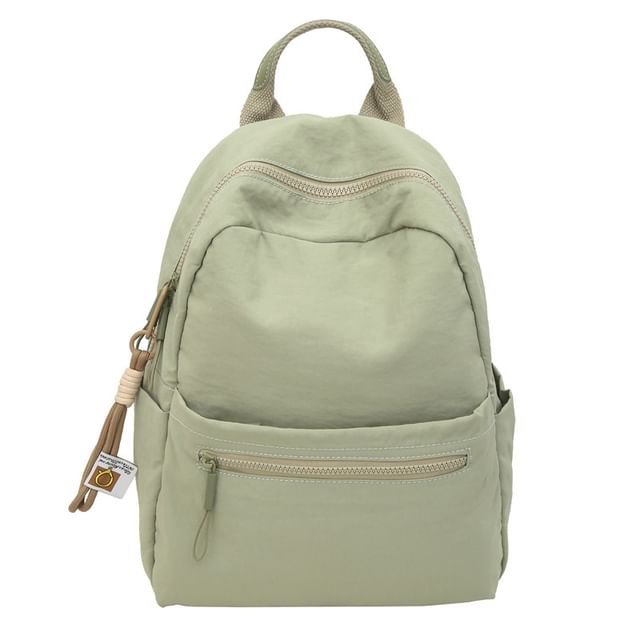 Set: Plain Nylon Laptop Backpack + Bag Charm