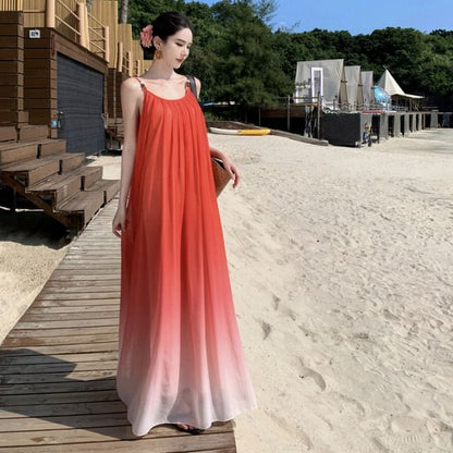 Ombre Maxi Sundress with Spaghetti Straps