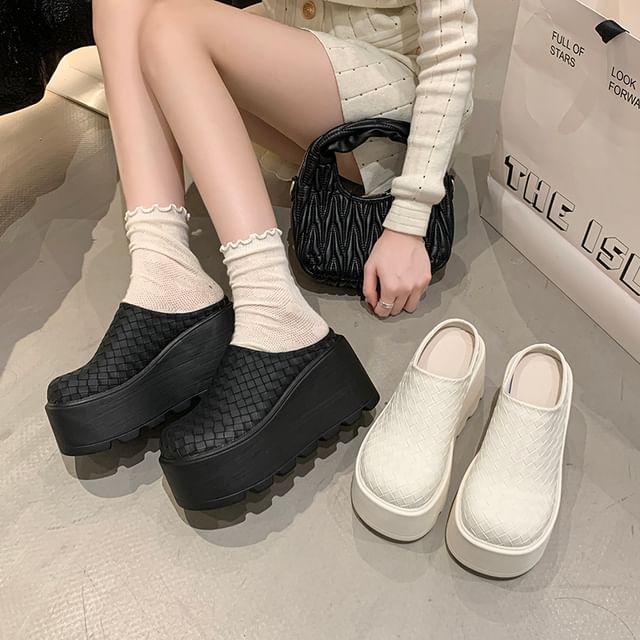 Platform Plain Faux Leather Mules
