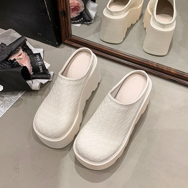 Platform Plain Faux Leather Mules