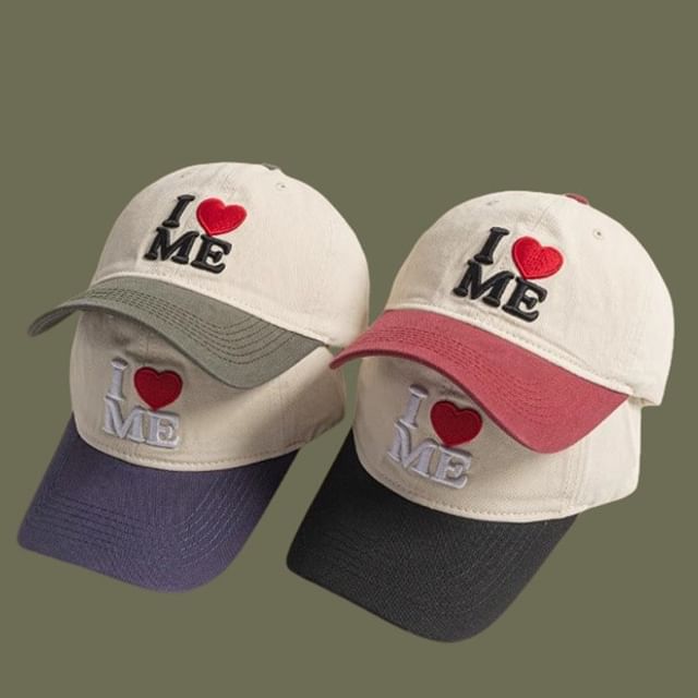Two-Tone Embroidered Cap Heart