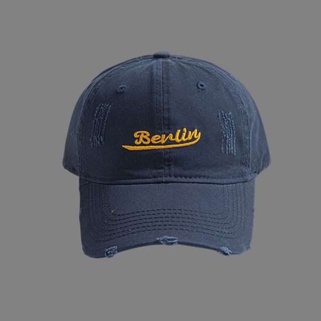 Letter Distressed Embroidered Cap