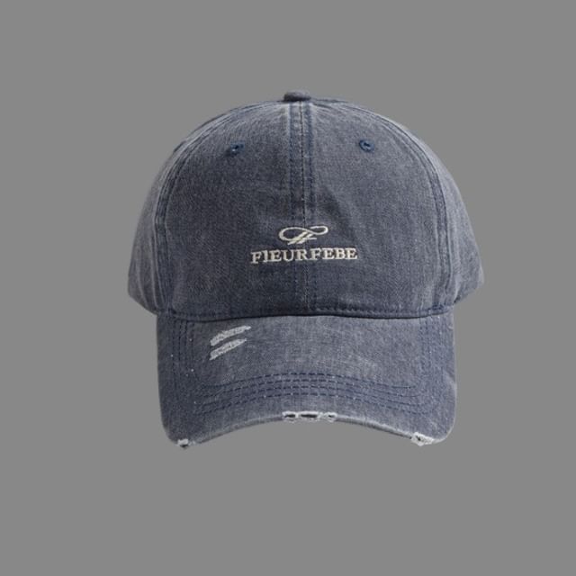 Embroidered Distressed Cap Letter Washed