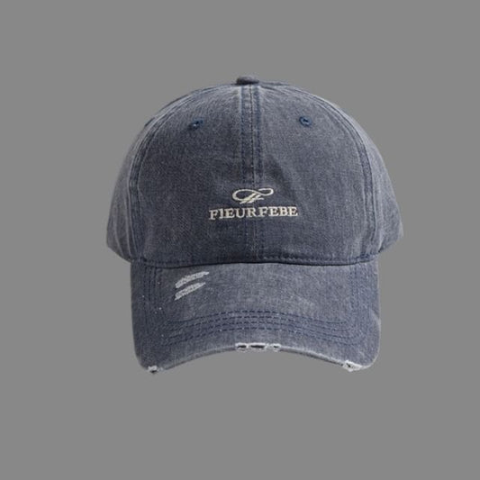 Embroidered Distressed Cap Letter Washed
