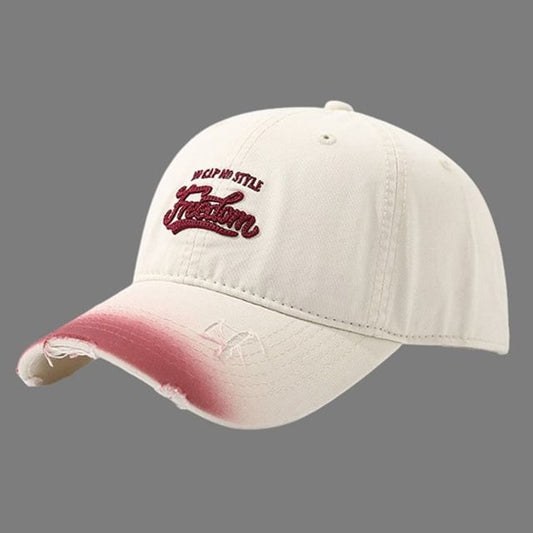 Embroidered Letter Distressed Cap Washed