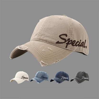 Embroidered Cap Letter Distressed