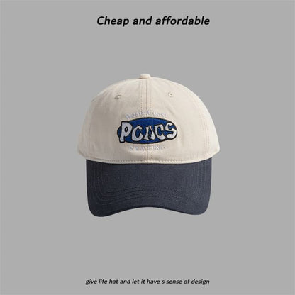 Letter Embroidered Cap Two-Tone