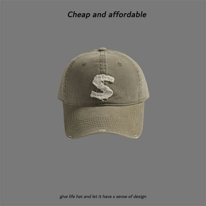 Applique Distressed Cap Letter