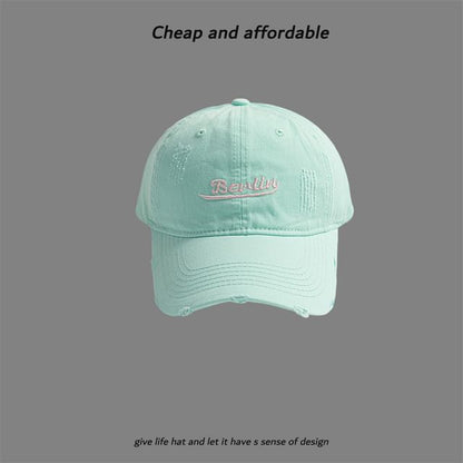Letter Distressed Embroidered Cap