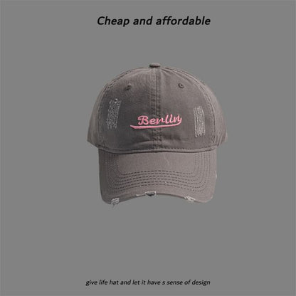 Letter Distressed Embroidered Cap