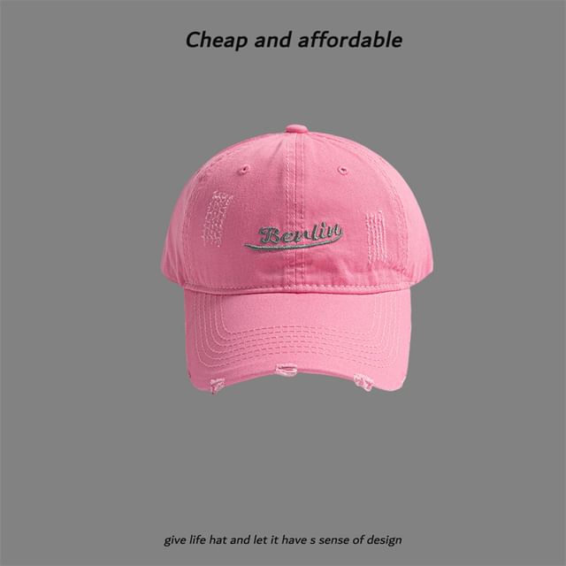 Letter Distressed Embroidered Cap