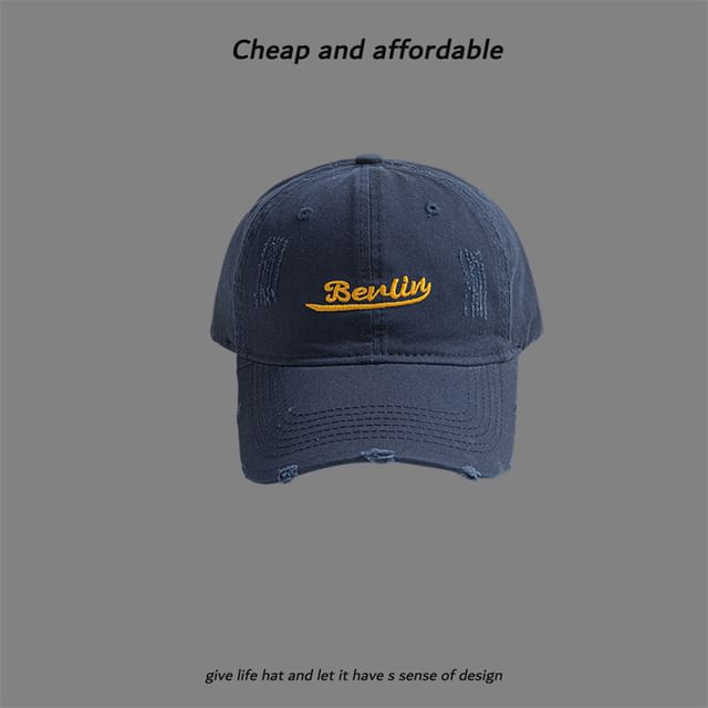 Letter Distressed Embroidered Cap