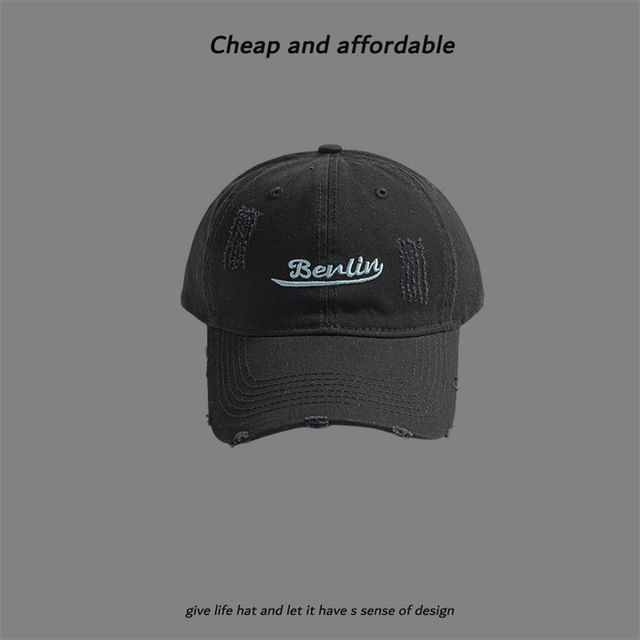 Letter Distressed Embroidered Cap