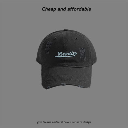 Letter Distressed Embroidered Cap