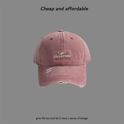 Embroidered Distressed Cap Letter Washed
