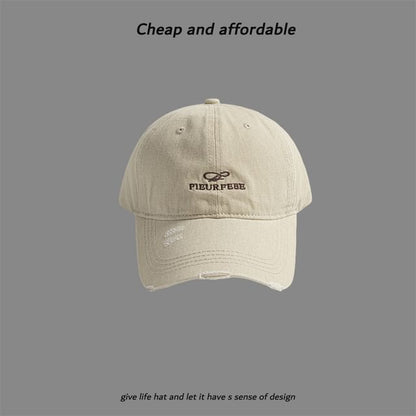 Embroidered Distressed Cap Letter Washed