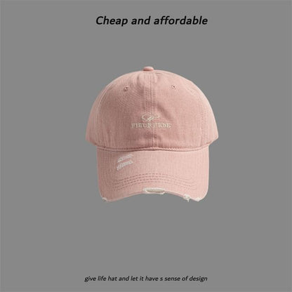 Embroidered Distressed Cap Letter Washed