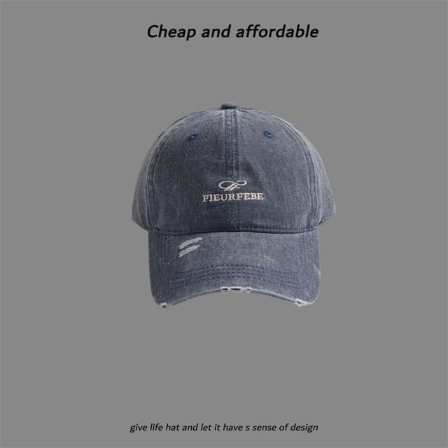 Embroidered Distressed Cap Letter Washed
