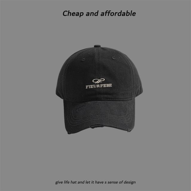 Embroidered Distressed Cap Letter Washed