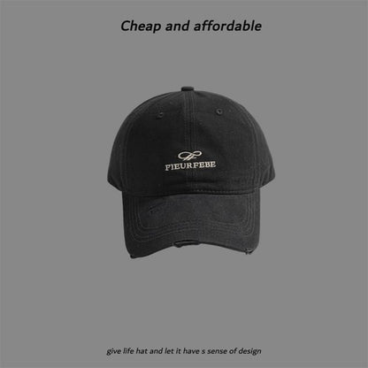 Embroidered Distressed Cap Letter Washed