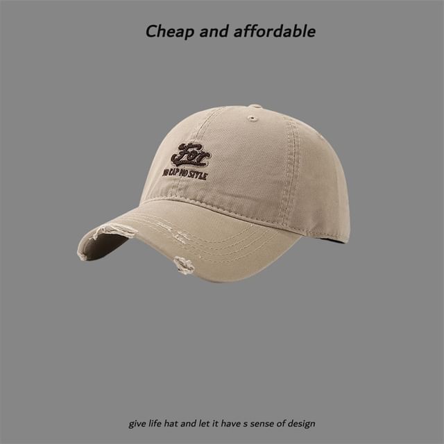 Letter Distressed Cap Embroidered