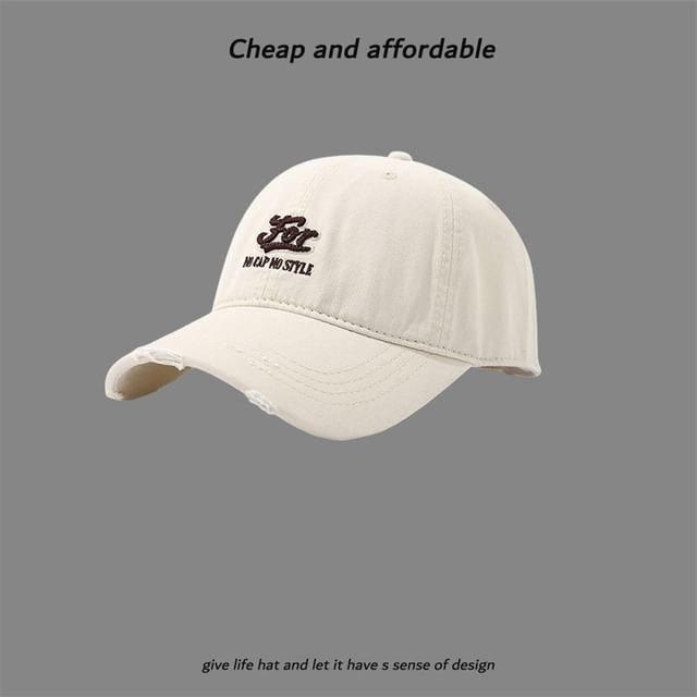 Letter Distressed Cap Embroidered