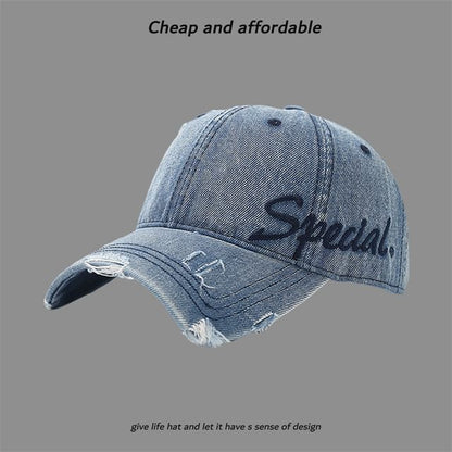 Embroidered Cap Letter Distressed