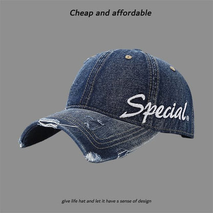Embroidered Cap Letter Distressed
