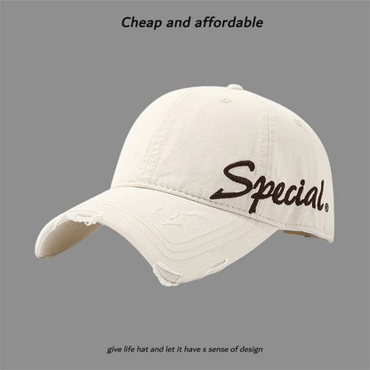 Embroidered Cap Letter Distressed