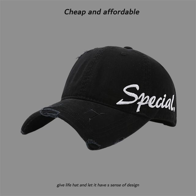 Embroidered Cap Letter Distressed