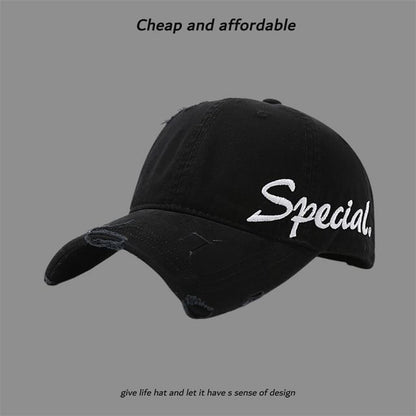 Embroidered Cap Letter Distressed