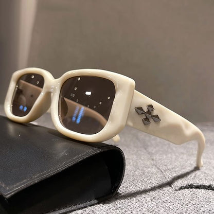 Cross Accent Square Frame Sunglasses